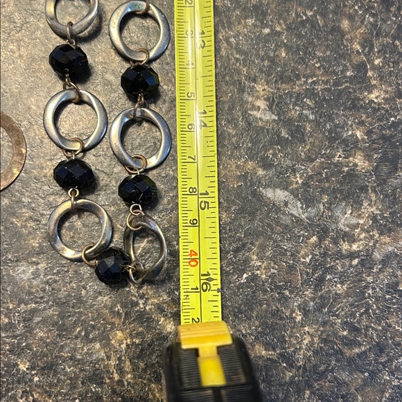 Vintage 80s Boho Lot 3 Chunky Necklaces Red Wood‎ Copper Metal Silver Tone - Picture 4 of 8